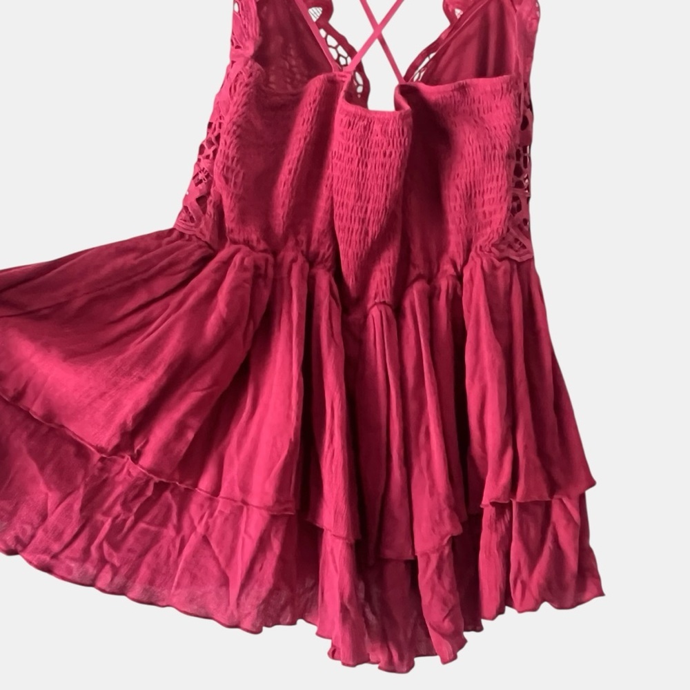 Zaful Rasberry Lace-Trim Tiered Cami - Picture 7 of 9